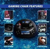Pouf de canapé gonflable noir moderne élégant confort de jeu pouf européen pliable Durable avec porte-gobelet pour les joueurs