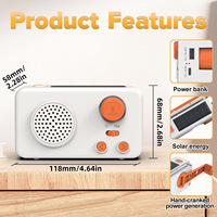 Générateur solaire J15-2026 tout-en-un pour radio, d'urgence, extérieur, avec batterie longue durée, manivelle et haut-parleur en plastique