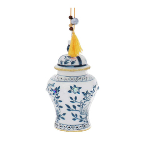 Mini adornos de árbol de bolas de Navidad, frascos colgantes de vidrio azul y blanco - Product Image 3