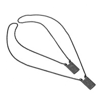 Collier rectangulaire personnalisé en acier inoxydable, chaîne pour hommes, avec pendentif, personnage gravé, étiquette en acier inoxydable, bijou masculin, souvenirs personnalisables