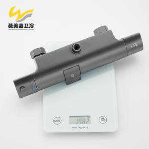 Douche murale minimaliste Vimijia en cuivre massif avec jet supérieur, 38° température constante, gris anthracite, robinet de salle de bain - Product Image 5