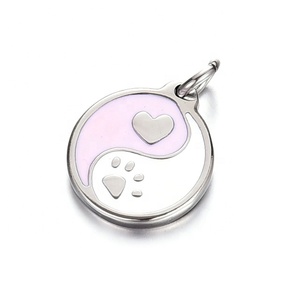 Yiwu Aceon Acero inoxidable Borde redondeado Disco pequeño Moda <span class=keywords><strong>Collar</strong></span> para mascotas Corazón en relieve Pata Doble color Esmalte <span class=keywords><strong>Yin</strong></span> <span class=keywords><strong>Yang</strong></span> Etiqueta de perro - Product Image 5