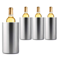 Refroidisseur de bouteilles de vin seau à vin isolé à double paroi en acier inoxydable seau à glace à champagne rond pour bouteilles de 750ml