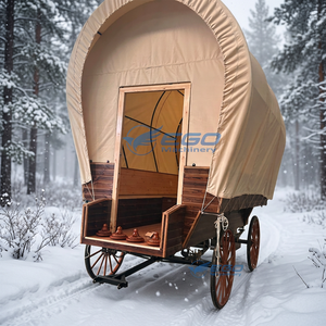Carroza de Lujo de Madera para Glamping, Venta al por Mayor de Fábrica, Carroza de Camping con Estructura de Acero, 4 Ruedas, Estilo Europeo, para Uso en Exteriores - Product Image 1