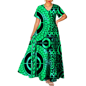 Vestido de Fiesta Corto con Cuello en V para Mujer, Estilo <span class=keywords><strong>Marquesan</strong></span>, Tatuaje Polinesio Personalizado, Casual, Elegante, con Personalidad, Ecológico - Product Image 5