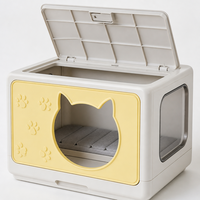 Armoire de rangement pour chat YAOYUE avec couvercle pliable - Maison pour chat et boîte de rangement 2-en-1 en PP, empilable simple ou double couche