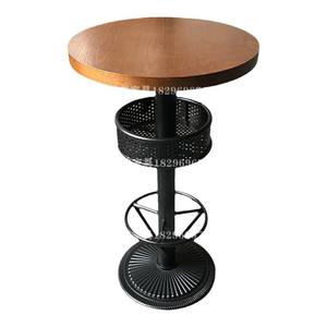 Kursi Tinggi, Meja Bar dan kursi kayu Solid Modern ramah lingkungan, bangku Bar, bangku tinggi, sandaran tangan putar ruang tamu - Product Image 6