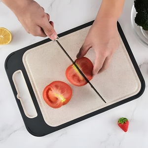 2 in 1 Wheat Straw Double Sided Anti Scratch Kitchen <b>Plastic</b> Slicing Ss Stainless Steel Chopping Board - Product Image 3
