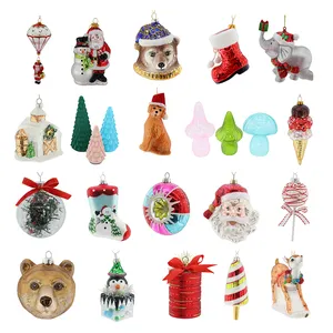 Adornos de cristal soplados de Navidad, adornos hechos a mano para decoración de árbol, hamburguesa y patatas fritas, diseños personalizados