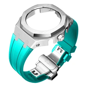 Stainless Steel Bracelet Accessories For Gshock Rubber Watch Band Bezel Case Strap Bracelet Set For GA-2100