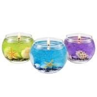 Porte-bougie en verre en forme d'étoile de mer, style océan, pour bougie aromatique en cire de gelée, décoré de coquillages et de pierres de cristal