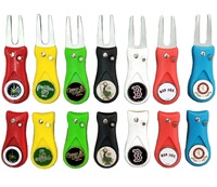 Outil de réparation de divots de golf pliable DIAS modèle D21-3 avec bouton pop-up, marqueur de balle détachable avec logo personnalisé
