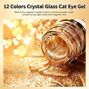 KLANA – Kit de vernis à ongles gel effet œil de chat 12 couleurs, gel UV magnétique effet œil de chat en verre cristallin, fournitures OEM - Product Image 2