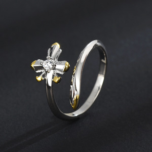 Cross Shape <b>Adjustable</b> <b>Ring</b> With Zircon Prong Setting Unisex Jewelry Gift - Product Image 2