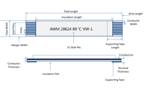 Câble plat flexible FFC pour tête d'impression, pas de 1 mm, AWM 20861 105C 60V VW-1 - Product Image 2