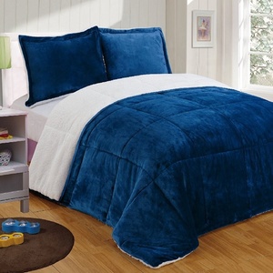 Thoải mái mềm mại và ấm áp 3-Piece <span class=keywords><strong>flannel</strong></span> Sherpa Reversible Polyester Comforter Set - Product Image 5
