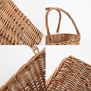 Paniers de rangement en saule naturel Panier en saule renforcé à double poignée pour le rangement des pique-niques et la <span class=keywords><strong>d</strong></span>écoration de la ferme - Product Image 2