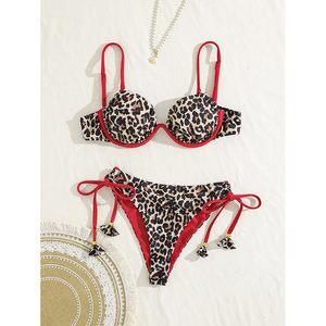 <span class=keywords><strong>Maillot</strong></span> <span class=keywords><strong>de</strong></span> <span class=keywords><strong>bain</strong></span> bikini taille haute push-up en Spandex/Nylon imprimé palmiers tropicaux, séchage rapide et respirant, vente en gros - Product Image 5