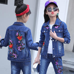 Set di Abbigliamento per Ragazze Adolescenti 2021, Giacca e Pantaloni in Denim, Completo Primaverile e Autunnale con Ricami per Bambine - Product Image 6