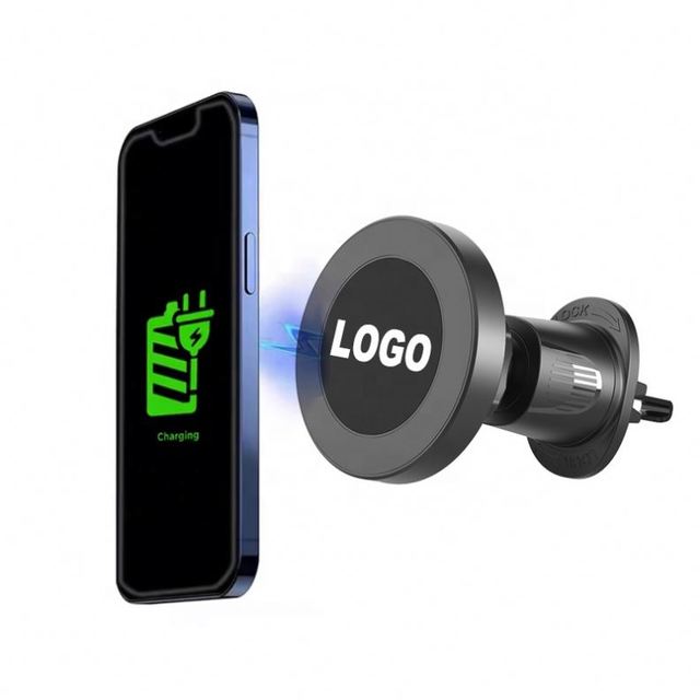 Customized Stronger Magnetic Promotional Car 15W Fast Charging Wireless Charger for 12/3/15 Pro Max Mobile Stand Cell Phone