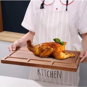 Tabla de cortar de madera rectangular multifunción para encimera de cocina, frutas, verduras, alimentos cocinados - Product Image 2