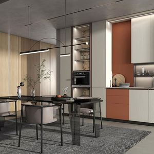 Juego Completo de Muebles de Cocina que Ahorran Espacio, Optimizador de Esquinas con Rotación de 270 Grados, Acceso Fácil, Puerta de Vidrio, Encimera de Mármol, Bisagra - Product Image 1