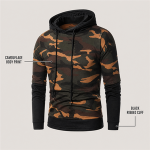 เสื้อฮู้ดผู้ชายลายพราง Camo After Dark ทรงเข้ารูป สวมใส่สบายสำหรับฤดูใบไม้ร่วง ผลิตจากผ้าโพลีเอสเตอร์ 100% แบบเฟรนช์เทอร์รี่ถัก - Product Image 2