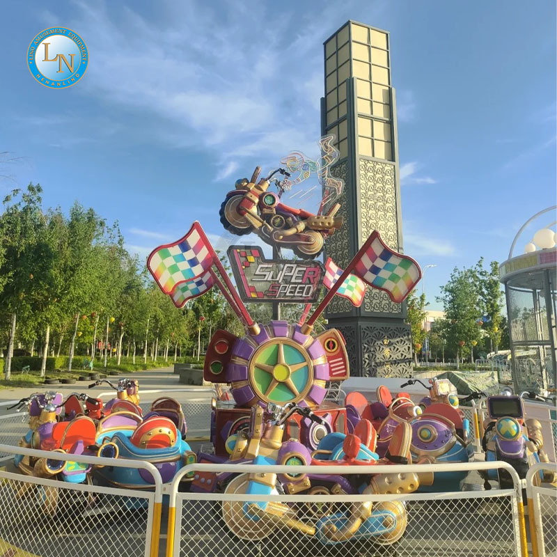 Customizable 18-Seater Rotating Motor Race Ride Other Amusement Park Facilities for Sale at Theme Park