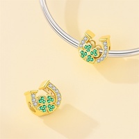 Breloques en laiton plaqué or 18 carats, pendentifs breloques, perles, trèfle à quatre feuilles, libellule, cœur, boucle de sécurité, accessoires pour bijoux DIY et bracelets