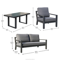 Ensemble de canapé 2 places en aluminium OSMEN Dubbo, 4 pièces, table basse, design moderne, résistant aux intempéries pour jardin, terrasse