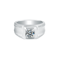 Usine En Gros 1Carat Solitaire Moissanite Anneaux Diamant D Couleur 925 Sterling Silver Personnalisé Or Blanc Fiançailles Hommes Anneaux
