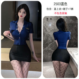 섹시 롤플레이 코스튬 - 코스프레용 에로틱 경찰관, 스튜어디스, 군 교관 란제리 세트 - Product Image 5