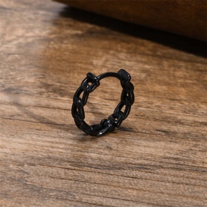 Pendientes de Aro Minimalistas Personalizados de Acero Inoxidable 316L para Hombre, Casuales/Deportivos, Negros/Plateados, Resistentes al Deslustre - Product Image 2