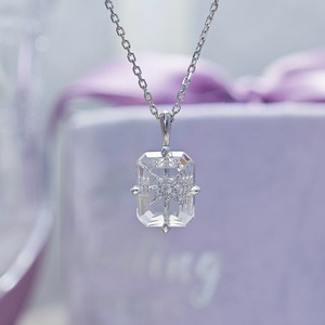 Make Me Shine Ins Style Rectangulaire Blanc Cristal Pendentif Romantique Unique Starlight Gemstone Fine Jewelry - Product Image 5