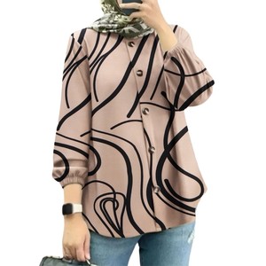 <span class=keywords><strong>Chemise</strong></span> boutonnée à manches longues imprimées et bouffantes, coupe ample et tendance, style artistique, pour <span class=keywords><strong>femme</strong></span> - Product Image 5