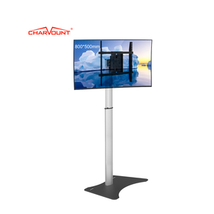 Soporte Universal de Aluminio para TV LCD, 600*400mm, Altura Ajustable, Base para TV de Piso, Negro + Plateado - Product Image 1
