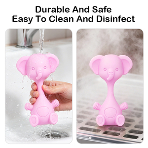 Massaggiagengive per neonati a forma di <span class=keywords><strong>elefante</strong></span> 3D, morbido <span class=keywords><strong>in</strong></span> silicone, sonaglino a mano per alleviare il dolore delle gengive - Product Image 5