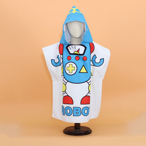 Serviette <span class=keywords><strong>de</strong></span> <span class=keywords><strong>bain</strong></span> d'été portable pour enfants avec logo personnalisé serviette <span class=keywords><strong>de</strong></span> plage en microfibre <span class=keywords><strong>cape</strong></span> absorbante à capuche - Product Image 2