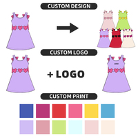 Robes d'été sans manches pour filles, motif cœur et nœud, style princesse, pour enfants, fabrication en gros OEM