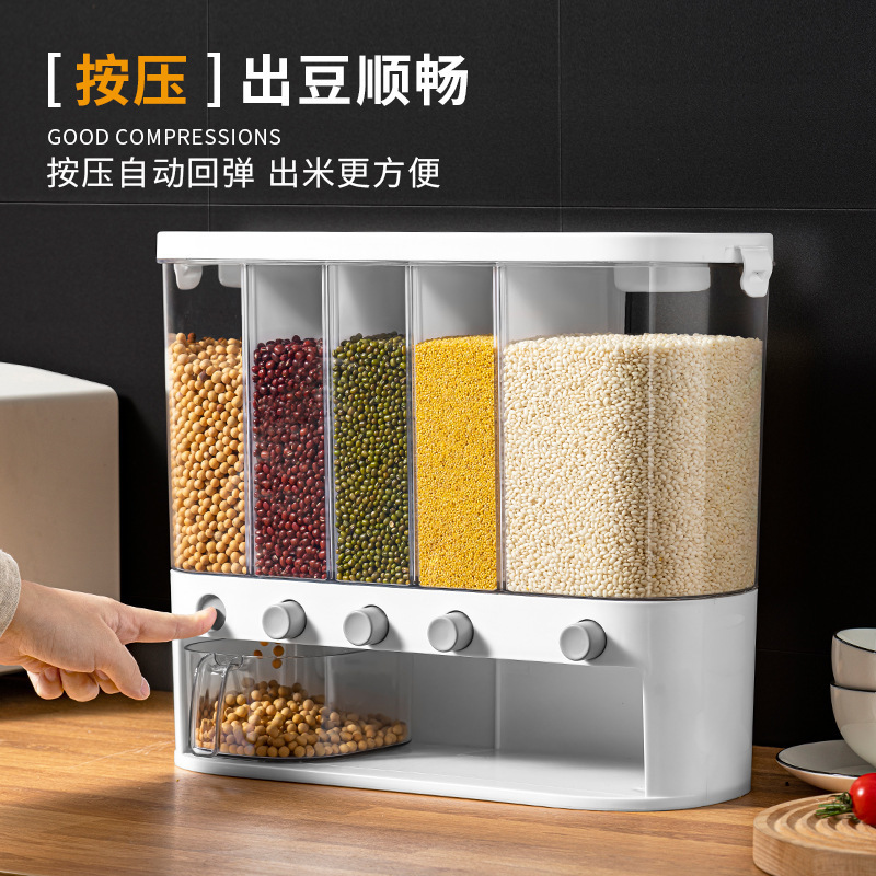 Moisture-Proof Square Food Grade Plastic Storage Bucket Lid Sealed Jar for Whole Grains Transparent Household Storage Container