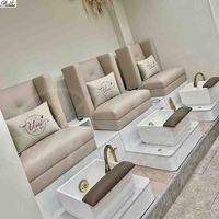 Ensemble de mobilier moderne pour salon de manucure, table de manucure en marbre blanc et chaise de pédicure, fauteuil de spa, comptoir de réception pour salon de beauté