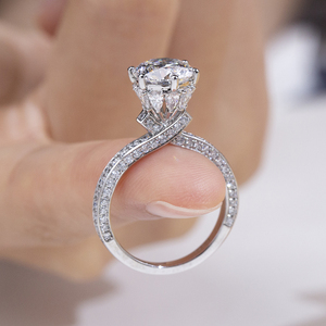 Bague de fiançailles pour femme MSR-2194 PT950 avec diamant rond taillé - Product Image 6