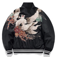 Blouson bomber pour homme style Yokosuka, décontracté, printemps/été, coupe-vent, broderie renard à neuf queues, imprimé animal, 100% polyester, style chinois