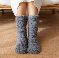 Ecowalson Chaussettes chaudes d'hiver Licorne Peluche Antidérapant Grip Doux Femme Sol Moelleux Fuzzy Chaussons Chaussette Drôle Tricoté Cadeaux