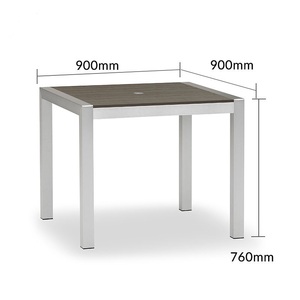 Mesa de comedor rectangular para exteriores de aluminio de alta calidad, resistente a la intemperie y a la corrosión, personalizable. - Product Image 4