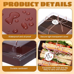 Boîtes à charcuterie avec couvercles transparents, contenants alimentaires en papier, boîtes à gâteaux à emporter, boîtes de boulangerie pour desserts, sandwichs, fraises - Product Image 4