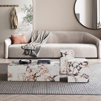 Hot Premium Hotel Lobby Accueil Marbre Café Centre Plinthe Table Et Meuble TV Calacatta Viola Marbre Bloc Plinthe Table Basse