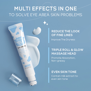 Beauty Roll-On Eye Zone Repair Cream Bola de masaje de leche Crema para ojos Crema hidratante antiarrugas para ojos para piel grasa seca sensible - Product Image 6