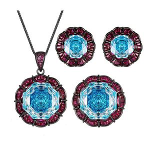 Wholesale Manufacturers 16-10mm Zirconia Eco-friendly Copper Black Gold Plated Matching <b>Set</b> <b>Earrings</b> Jewelry Women <b>Set</b> - Product Image 1