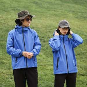 Outdoor Windproof <b>Jacket</b> Unisex Polyester Fleece Lined Navy Blue Orange Bright Red Sky Blue Black Gray Solid - Product Image 5